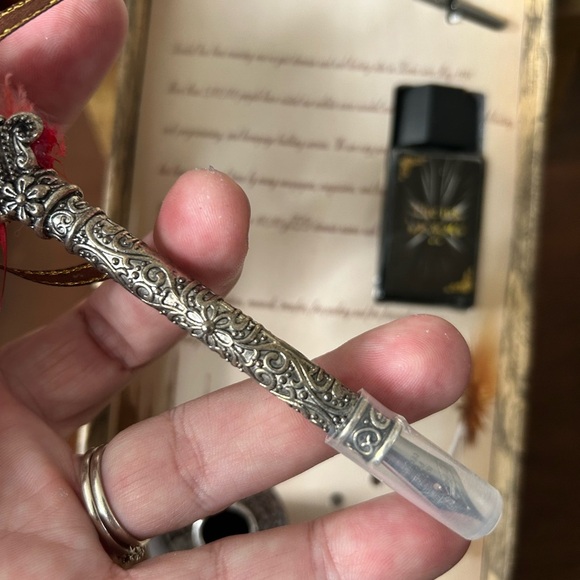 Unique one set with a feather quill, ink, 5 nubs and an ink bottle - new - Picture 10 of 12
